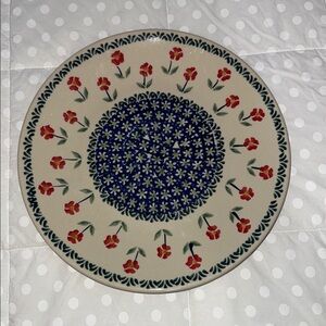 Floral Patterned Ceramic Plate Polish Pottery 10"